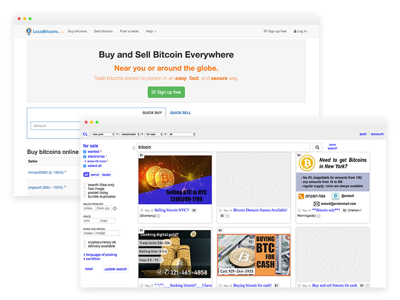 Person handing over cash for an in-person bitcoin exchange