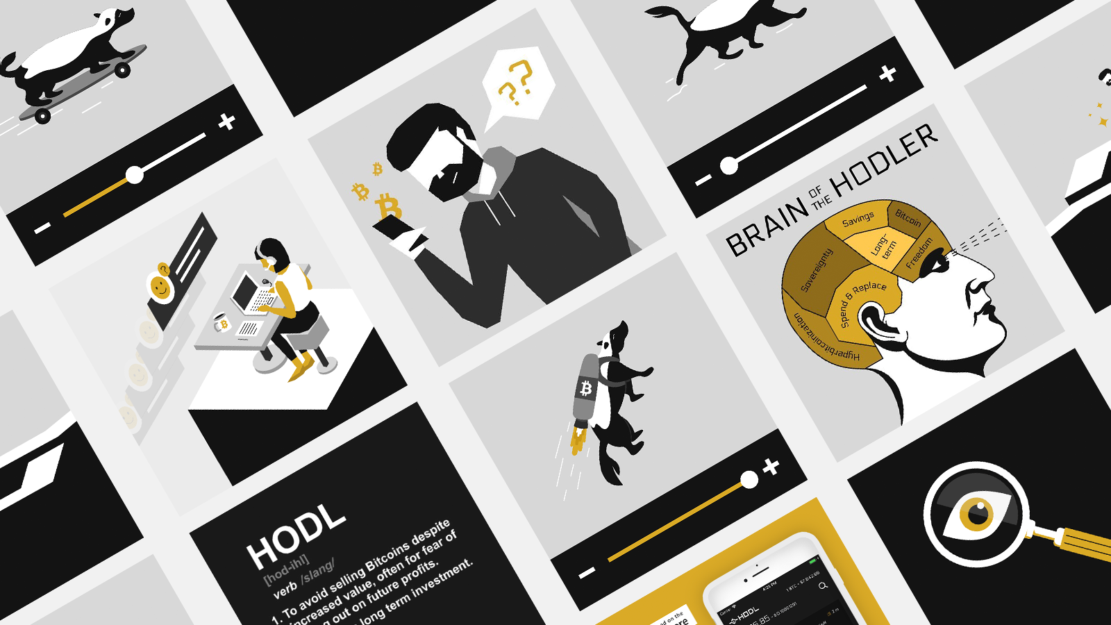 HODL Wallet social media illustration set